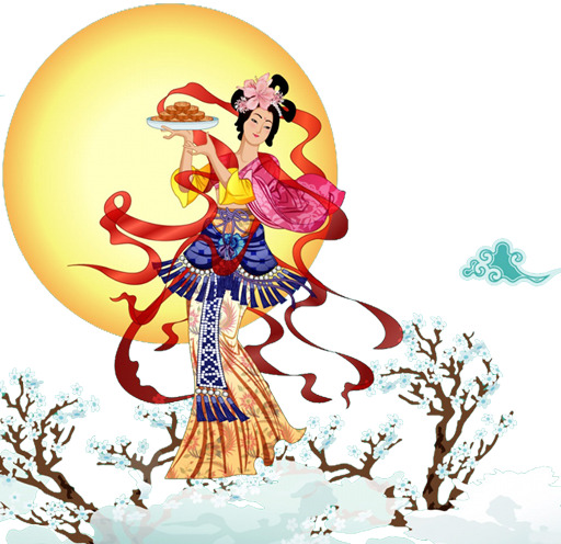 嫦娥仙子高清PNG，月亮古典美女素材，中秋节日元素设计下载