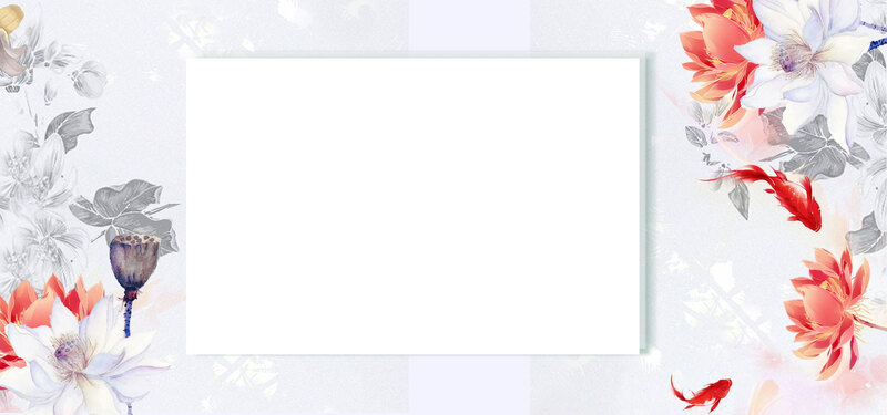 莲花锦鲤彩绘中国风banner，复古PSD设计素材，高清JPG下载