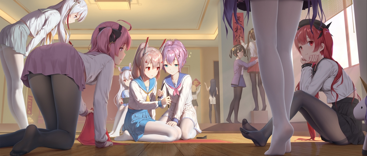 碧蓝航线绝美壁纸，绫波水手服配黑丝袜，白裤袜美腿尽显，4K高清5074x2160下载