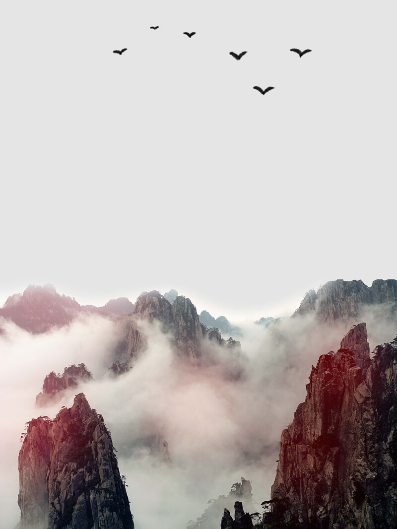 泰山复古海报背景，中国风高清JPG/PSD设计素材下载