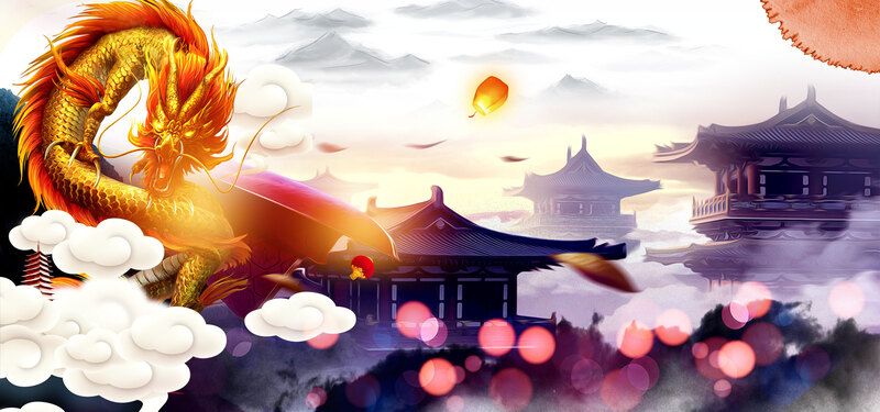 二月初二龙抬头复古中国风海报，高清JPG/PSD设计素材下载