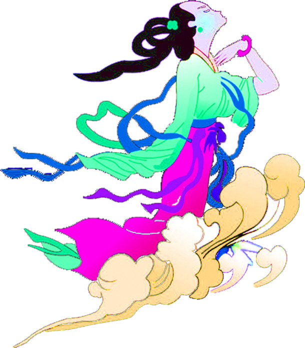 中秋节素材，中国风嫦娥奔月高清PNG透明图片，装饰节日元素下载