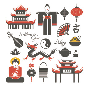 日本风矢量图&中国风装饰元素，高清PNG透明图，设计素材下载
