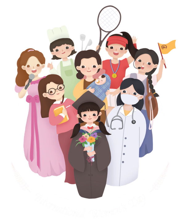 妇女节PNG素材，高清透明职业女性图片，节日元素设计下载