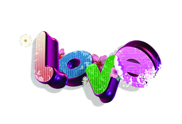 情人节节日元素，彩色立体Love PNG透明高清图片，设计素材免费下载