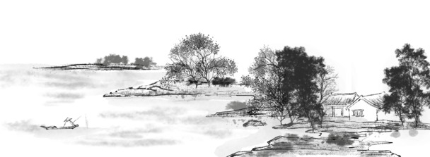 清明水墨手绘插画，高清PNG透明素材，卡通手绘元素PSD设计下载