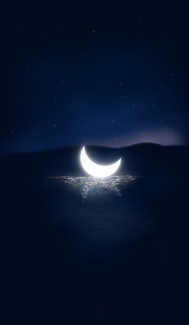 梦幻夜空，河水映月，高清PNG透明背景海报元素，抽象梦幻图片设计素材下载