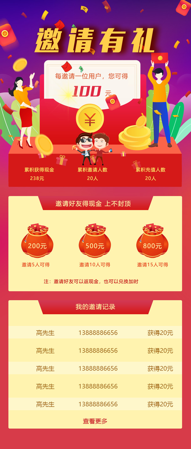 手机端邀请好友H5背景素材，高清PNG透明图片，PSD格式设计资源下载