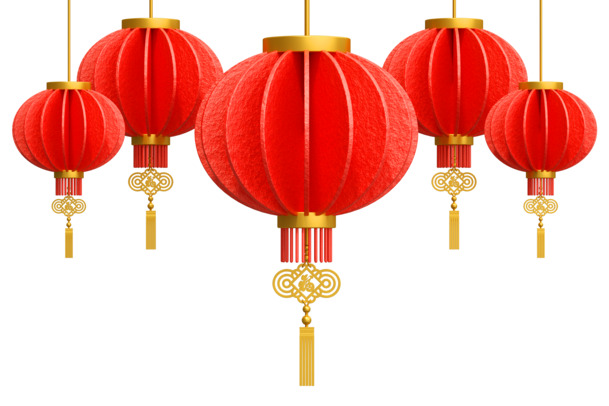 新年立体剪纸红灯笼PNG透明素材，高清免扣元素，设计下载无忧