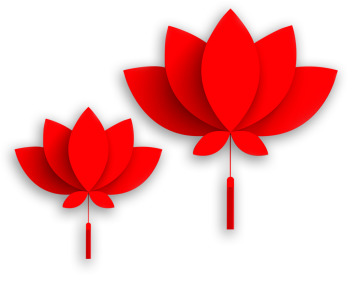 高清PNG透明红色荷花灯素材，节日元素，元旦春节元宵设计必备
