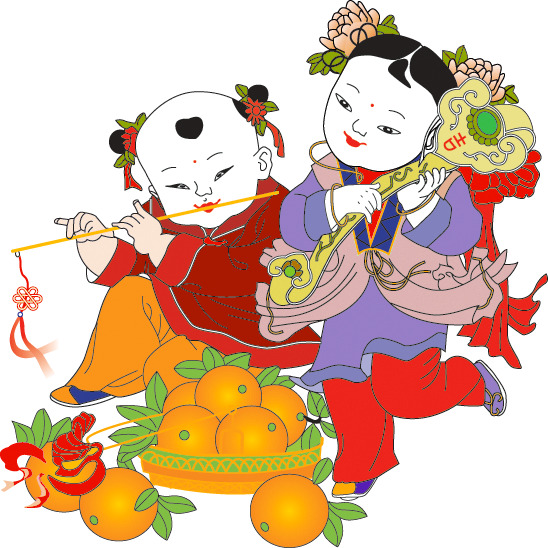 免费下载高清PNG透明年画娃娃素材，丰富节日元素，助力元旦春节元宵设计