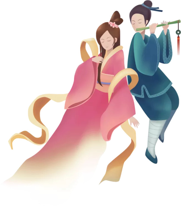 七夕节牛郎织女手绘卡通PNG透明图片，高清素材下载