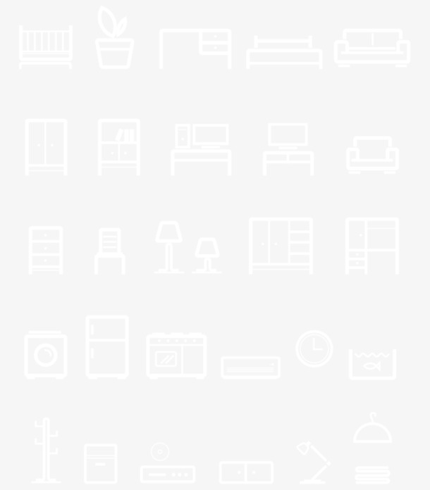 优质家具图标，高清白色线性PNG透明免抠素材，一键下载