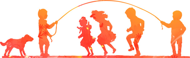 六一儿童节精选，跳绳剪影童趣图，透明PNG高清素材，畅享童年欢乐时光