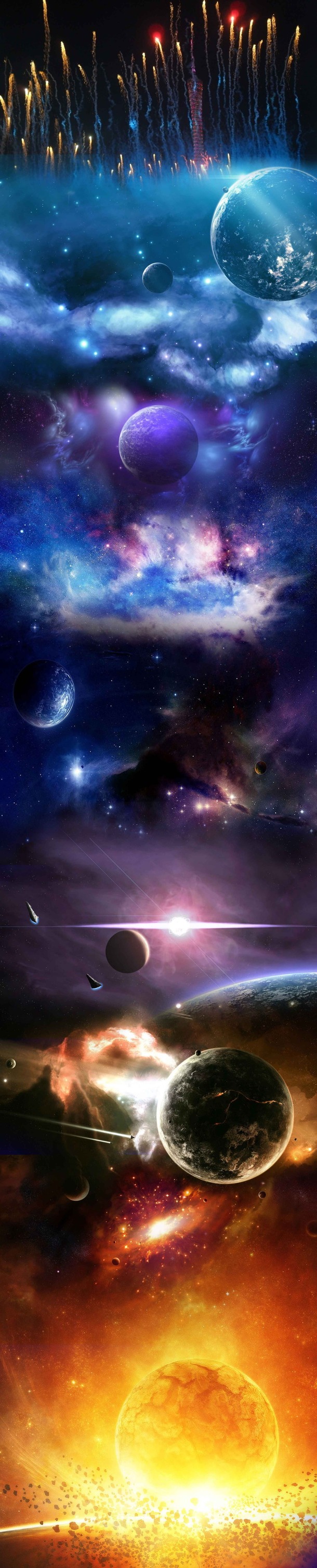 星球太空烟火流星PNG高清透明背景，创意H5设计素材免费下载