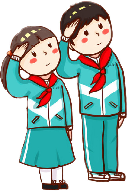 小学生敬礼PNG透明图，节日元素，国庆高清设计素材下载