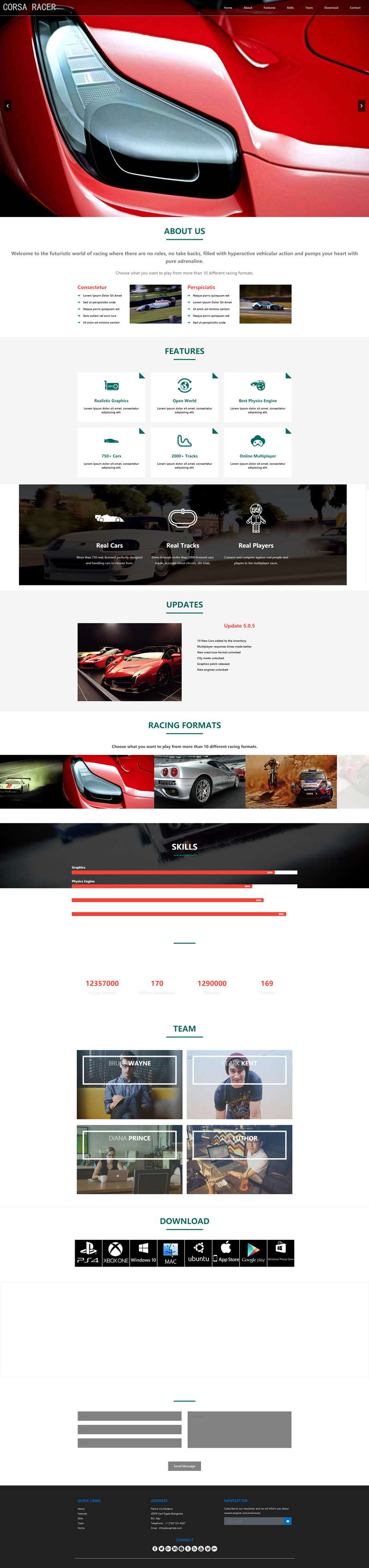 炫酷的HTML5赛车游戏网站模板