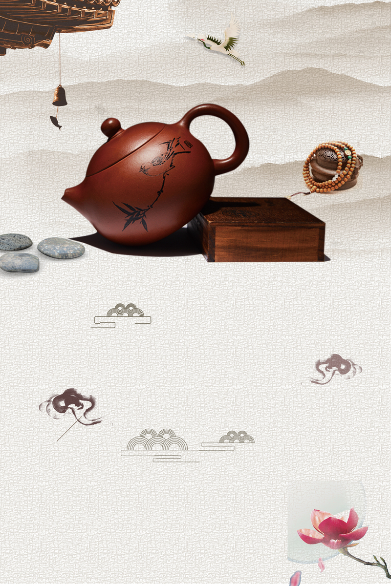 紫砂壶中国风促销海报，创意复古设计素材，高清JPG/PSD下载