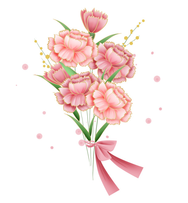 母亲节粉色康乃馨PNG透明图，妇女节节日元素，设计素材下载