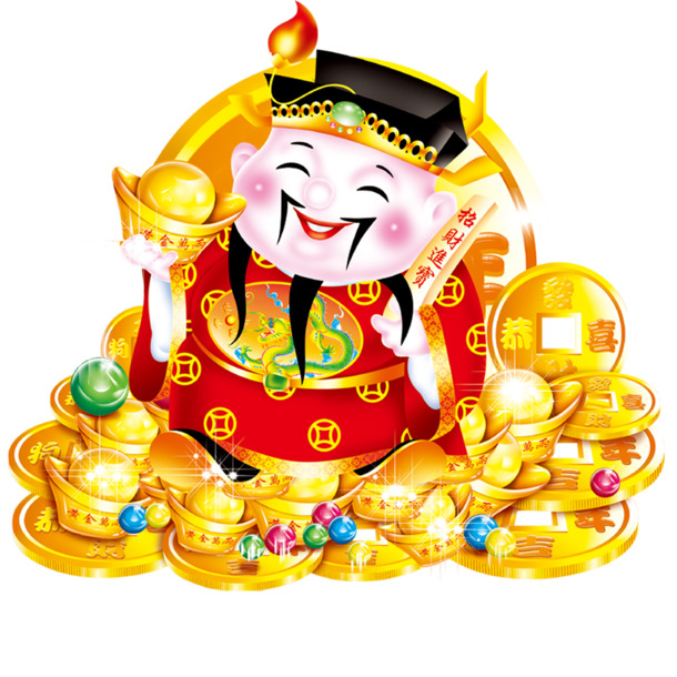 中国农历春节高清PNG透明图片，元宝财神、节日元素，免费下载