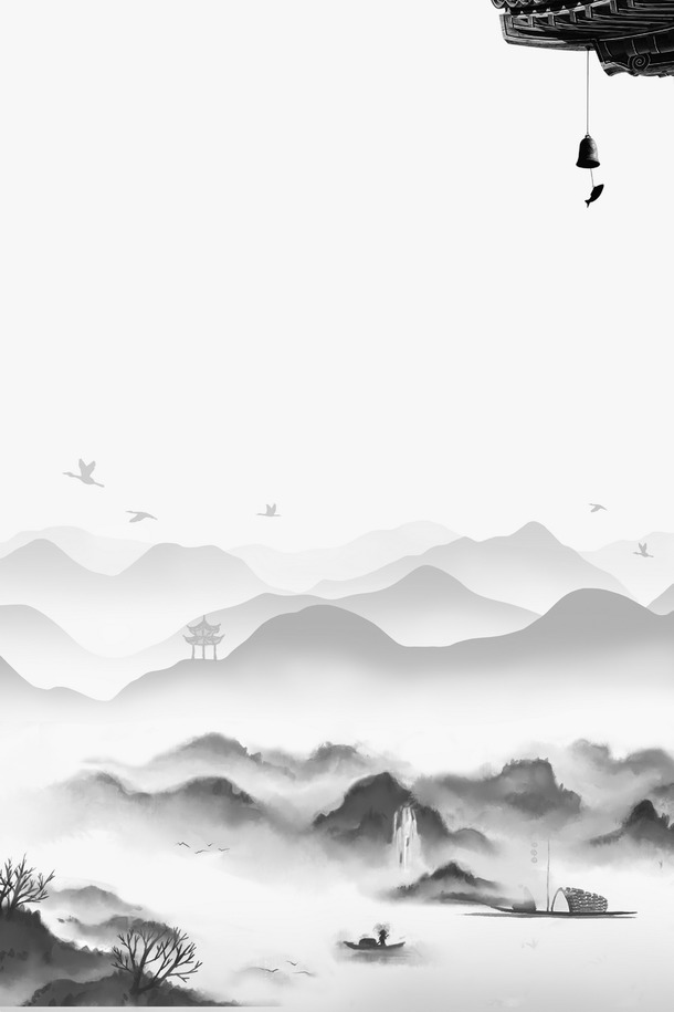 清新淡雅古风PNG透明背景，古典中国风高清图片设计素材下载