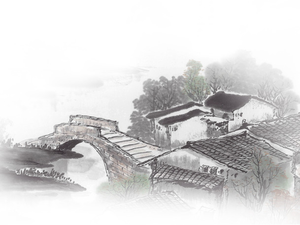 手绘卡通水墨建筑PNG素材，高清透明图片，设计元素免费下载