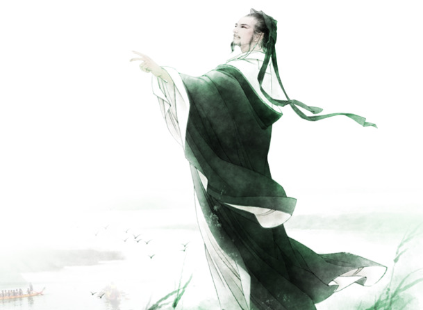 中国风端午节屈原形象PNG透明图，高清素材下载，节日元素丰富