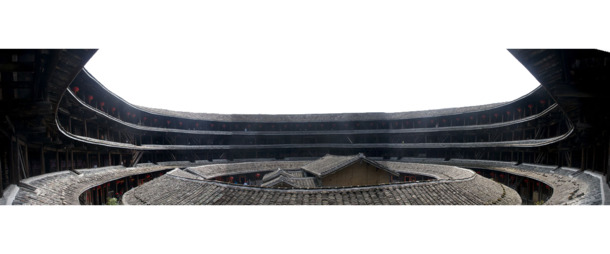 客家围龙屋全景高清PNG，透明背景建筑摄影素材下载