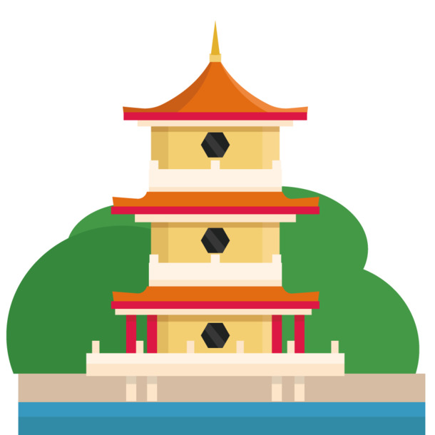 中国风矢量寺庙塔PNG透明图片，高清装饰元素，设计素材免费下载