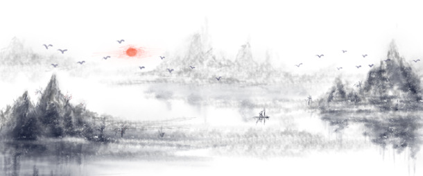 中国古风水墨山水画，精美PNG透明背景，高清装饰图片及其他设计素材下载