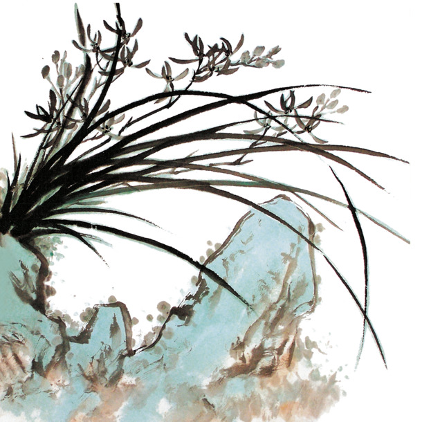 古风兰花PNG透明图片，精美装饰元素，高清植物设计素材下载