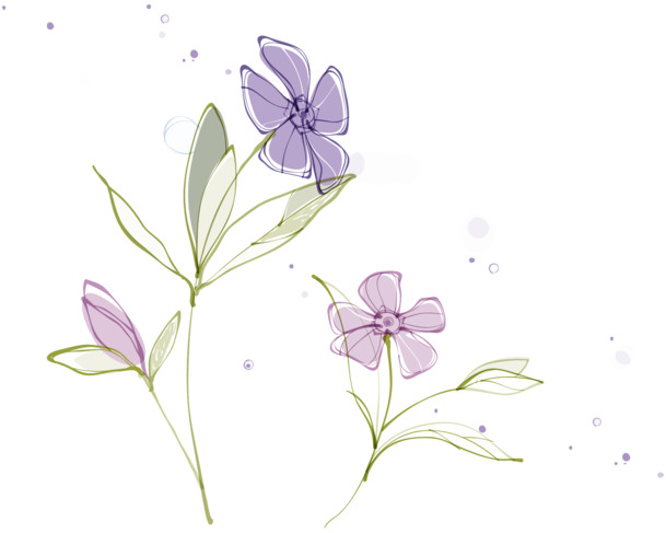 水彩手绘淡紫小花PNG素材，高清透明花纹图片，简约装饰元素设计下载