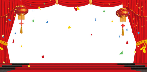 红色舞台帷幕背景PNG透明图片，高清场景背景素材下载
