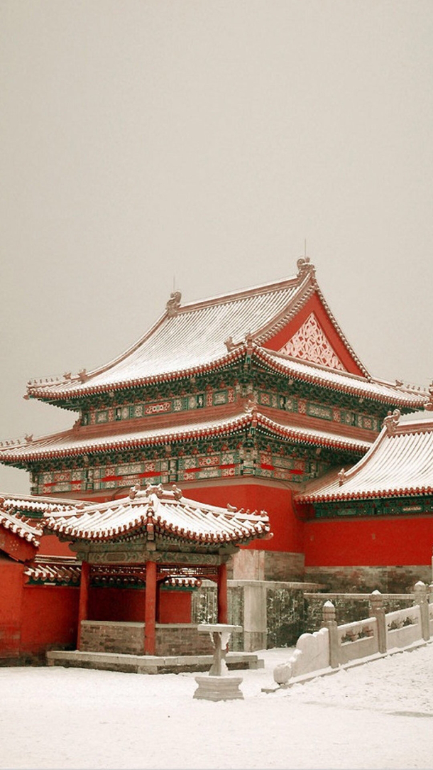 故宫雪景PNG透明背景，古典中国风高清图片素材下载
