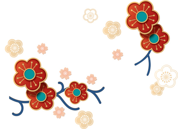 春节渐变花瓣PNG透明图片，高清漂浮元素，设计素材免费下载