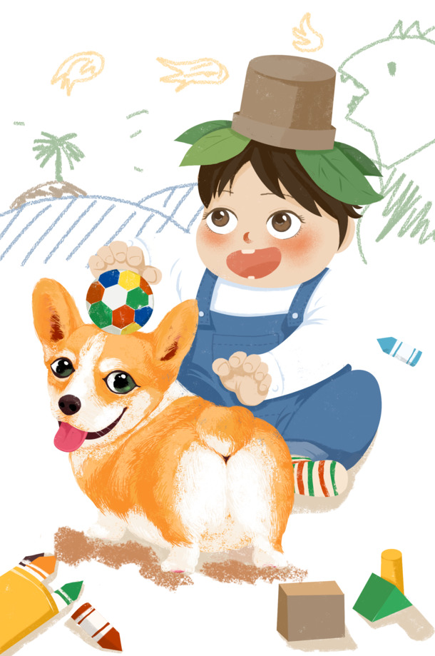 手绘儿童节玩耍元素PNG/PSD高清透明图，六一节日设计素材免费下载