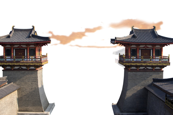 大唐古韵建筑PNG透明背景，高清古典中国风设计素材下载