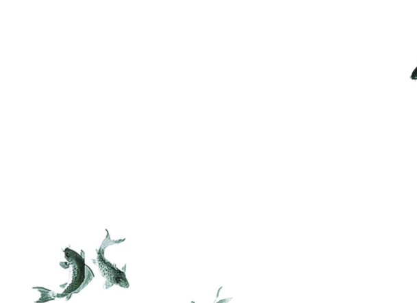 水墨鲤鱼PNG透明图，高清装饰元素，动物图片设计素材下载