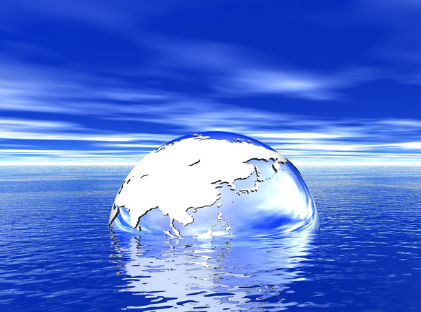 地球半浸水中高清PNG透明底纹素材，设计元素免费下载