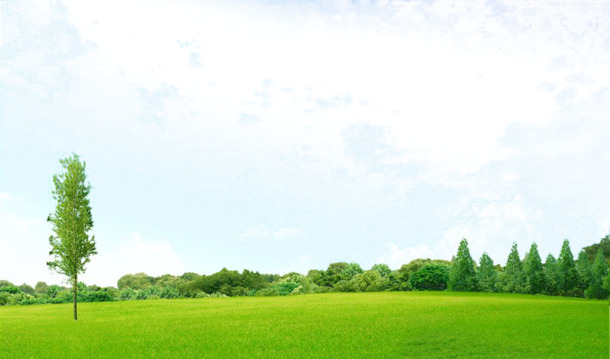 天空草地PNG透明背景，卡通手绘图片素材，高清下载
