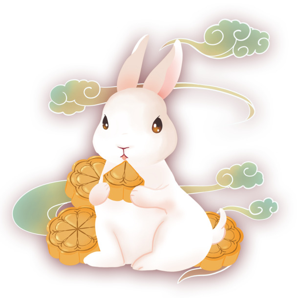 中秋节玉兔PNG/PSD素材，高清透明图片，节日元素设计免费下载