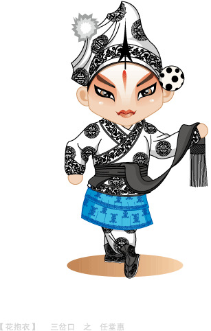 Q版川剧武松PNG透明图，国风设计元素，高清下载