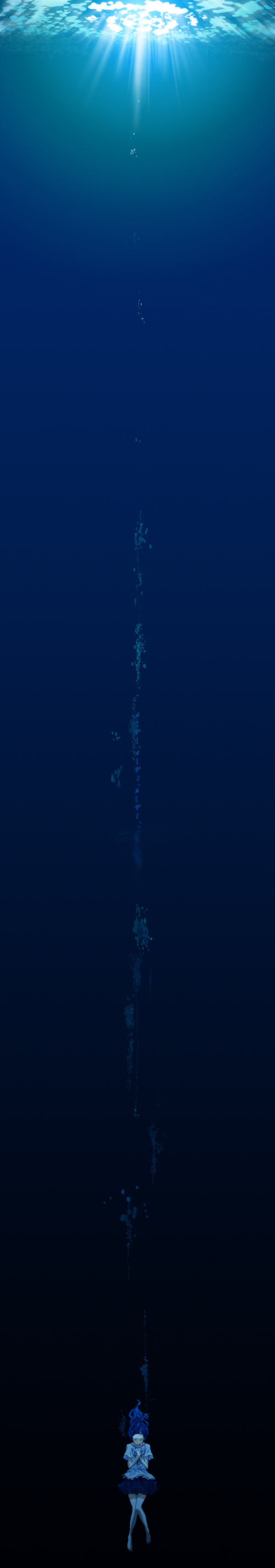 蓝色水底阳光高清PNG透明背景，H5设计素材免费下载