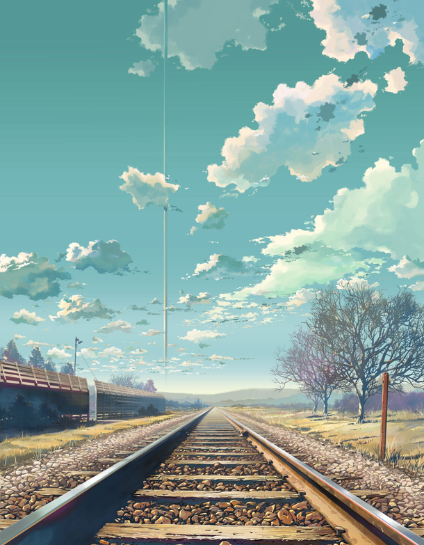 唯美蓝天云彩动漫插画PNG透明背景，高清手绘设计素材下载