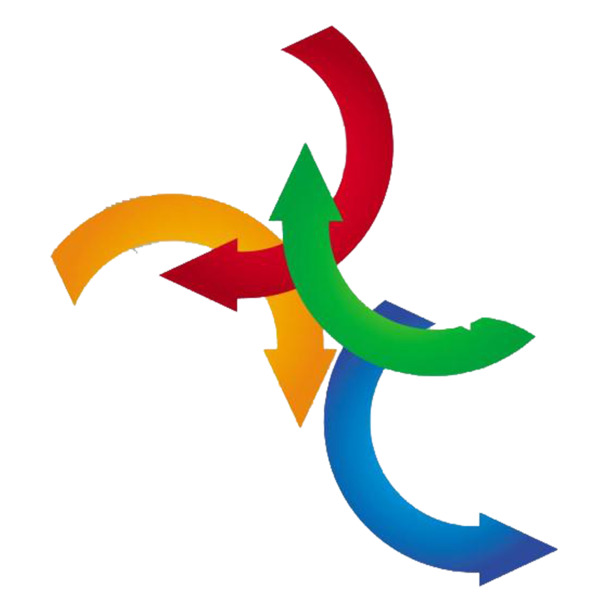四色叠放箭头PNG透明图，精美PPT设计素材，高清下载