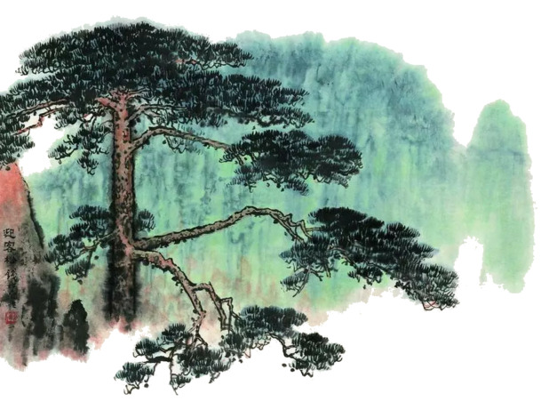 青松高清PNG透明图片，墨迹笔触装饰元素，设计素材免费下载