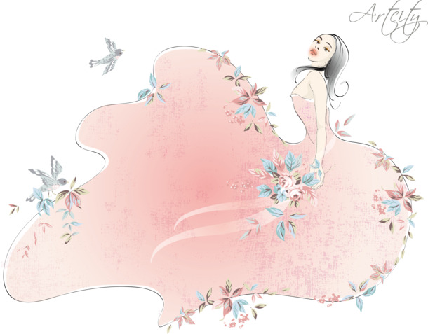 妇女节高清PNG插画，拜金女时尚节日元素，透明图片素材下载
