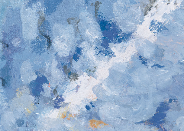 蓝色水彩油画壁纸，卡通手绘PNG高清透明素材，免费下载