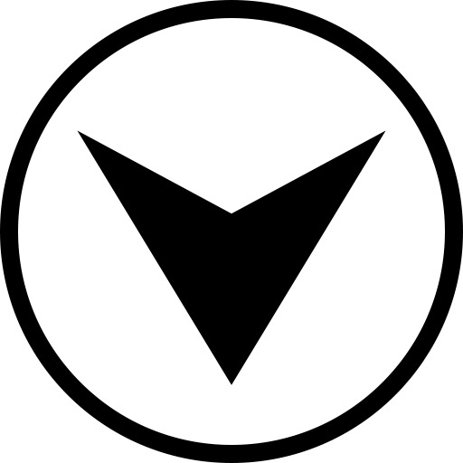 圆圈图标内嵌下箭头，高清PNG透明免抠元素，设计素材下载