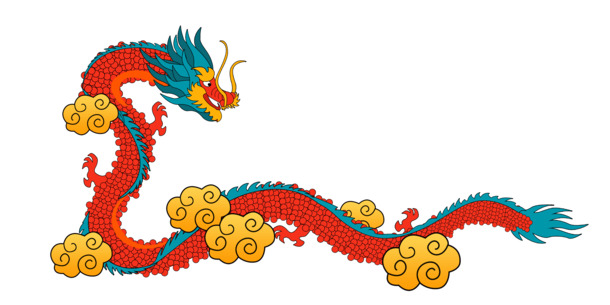 国潮龙图案，经典龙云PNG透明素材，中国风PSD设计元素下载